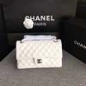 Fake Chanel Flap Shoulder Bags White Original Patent Leather CF1112 Silver HY12262qZ31