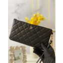 Fake Chanel Grained Calfskin Clutch Bag & silver-Tone Metal A009 black HY10339eZ32