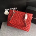 Fake Chanel LE Boy Grand Shopping Tote Bag GST Red Cannage Pattern A50995 Silver HY2339Sq37