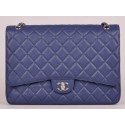 Fake Chanel Maxi Quilted Classic Flap Bag Blue Cannage Pattern A58601 Silver HY12634yQ90