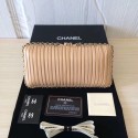 Fake Chanel Minaudiere Metallic Lambskin & Ruthenium-Finish Metal 78991 apricot HY17787lF58
