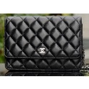 Fake Chanel mini Flap Bag Black Sheepskin Leather A33814 Silver HY20260tu77