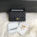 Fake Chanel mini flap bag Grained Calfskin &GOLD-Tone Metal A1116 black HY17308bz90