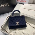 Fake Chanel mini flap bag with top handle AS2215 Royal Blue HY19886EQ38