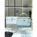 Fake Chanel Original Small classic chain box handbag AP2199 Light Blue HY22297xE84