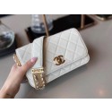 Fake Chanel small flap bag Lambskin & Gold-Tone Metal AS2052 white HY2159Lh27