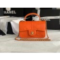 Fake Chanel Snake skin mini flap bag with top handle AS2431 orange HY17000Iw51