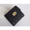 Fake Chanel Tri-Fold Wallet Calfskin Leather A48980 Black HY20707lF58