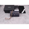 Fake Chanel wallet on chain Lambskin & Gold-Tone Metal A81618 dark blue HY25735tu77