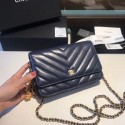 Fake Chanel WOC Original sheepskin Leather Flap Shoulder Bag D33814 Royal Blue HY16105ny77