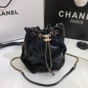 Fake Cheap CHANEL Calfskin small drawstring bag & gold-Tone Metal AS1613 black HY11295Kt89