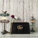 Fake Gucci GG Marmont Crocodile Leather Shoulder Bag 431777 Black HY25395Iw51