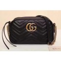 Fake Gucci GG Marmont Matelasse Shoulder Bag 447632 Black HY17917xE84
