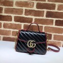 Fake Gucci GG Marmont Mini Top Handle Bag 583571 Black HY15917Qv16