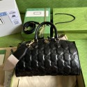 Fake Gucci GG Matelasse leather top handle bag 702242 black HY4232qZ31