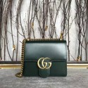 Fake Gucci GG Original Marmont Leather Shoulder Bag 431384A Dark Green HY6916QF99