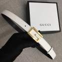 Fake Gucci Leather belt with G buckle 523305 white HY10854GR32