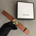 Fake Gucci Leather belt with tiger head 543152 brown HY26502Qv16