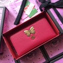 Fake Gucci Leather Zip Around Wallet With Butterfly 499363 HY10373bz90