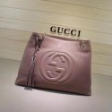 Fake Gucci Soho Medium Tote Bag Calfskin Leather 308982 Pink HY21439GR32