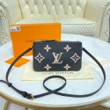 Fake Louis vuitton Monogram Empreinte DOUBLE ZIP POCHETTE M80084 Black&Beige HY14997xE84