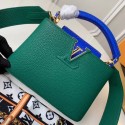 Fake Louis vuitton original taurillon leather Capucines Mini N95509 green HY21654eZ32