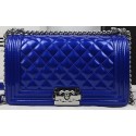 Fashion Boy Chanel Flap Bag Original Pearly Patent Leather A67025 Blue HY23315Of26