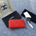 Fashion CHANEL 19 sheepskin & Gold-Tone Metal Wallet AP1063 red HY14920Of26