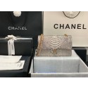 Fashion Chanel Classic Handbag Python Leather Silver A01112 Gold Hardware HY9445Of26