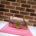 Fashion Gucci GG Marmont matelasse bag 443497 Pink and gold HY21645OM51