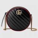 Fashion Gucci GG Marmont mini round shoulder bag 550154 black HY11307wc24