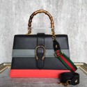 Fashion Gucci Now Bamboo Shopper Bag 421999A Black&Grey&Red HY21490Of26