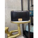 First-class Quality Boy Chanel Flap Shoulder Bag original Snake leather AS67086 black & Gold-Tone Metal HY10613Sf41