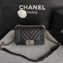 First-class Quality Chanel Le Boy Flap Shoulder Bag Original Caviar Leather P67085 black silver Buckle HY15472VJ28