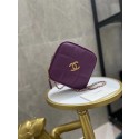 First-class Quality Chanel small diamond bag Grained Calfskin & Gold-Tone Metal AS2201 purple HY1123Sf41