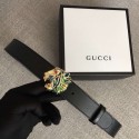 First-class Quality Gucci Leather belt with tiger head 543152 black HY28Sf41