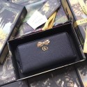 First-class Quality Gucci Leather zip around wallet with bow 524291 black HY25849xO55