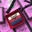 First-class Quality Gucci Queen Margaret leather card case 476072 White& hibiscus red&blue leather HY3062VJ28