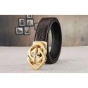 Gucci 34mm Leather Belt GG0804 Brown HY17077dX32