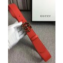 Gucci 34mm Leather Belt GG57001 Red HY23339Zf62