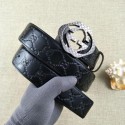 Gucci 38mm Leather Black Belt GG57098 Silver HY3192uk46