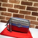 Gucci Calfskin Leather Clutch bag 447632 blue&red&silver HY6151De45