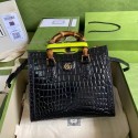 Gucci Diana small crocodile tote bag 660195 Black HY3010Kd37
