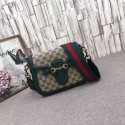 Gucci GG Lady Web Hand-Stained Leather Shoulder Bag 380573 Green HY23619EB28