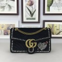 Gucci GG Marmont Embroidered Velvet Bag 443496 Black HY22592yj81