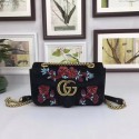 Gucci GG Marmont Embroidered Velvet mini Bag 446744 Black HY8711pB23