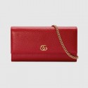 Gucci GG Marmont leather chain wallet 546585 Hibiscus red HY1442bW68