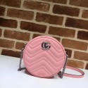 Gucci GG Marmont mini round shoulder bag 550154 Pastel pink HY14932gN72