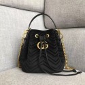 Gucci GG Marmont quilted leather bucket bag 525081 black suede HY15702Zw99