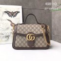 Gucci GG Marmont small top handle bag 498110 brown HY10289Ea63